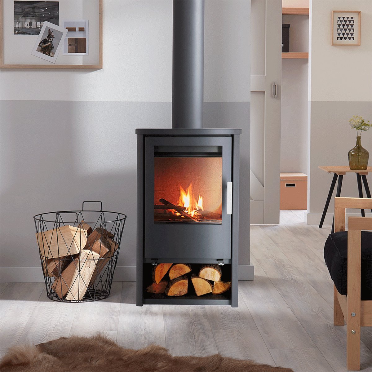 Livin' Flame Nordland Houtkachel Zwart 9 kW – Staal met Houtlade – Image 7