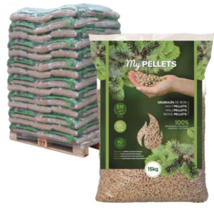 My Pellets Houtpellets 15 kg – 70 Zakken per Pallet – Geleverd en Gestapeld