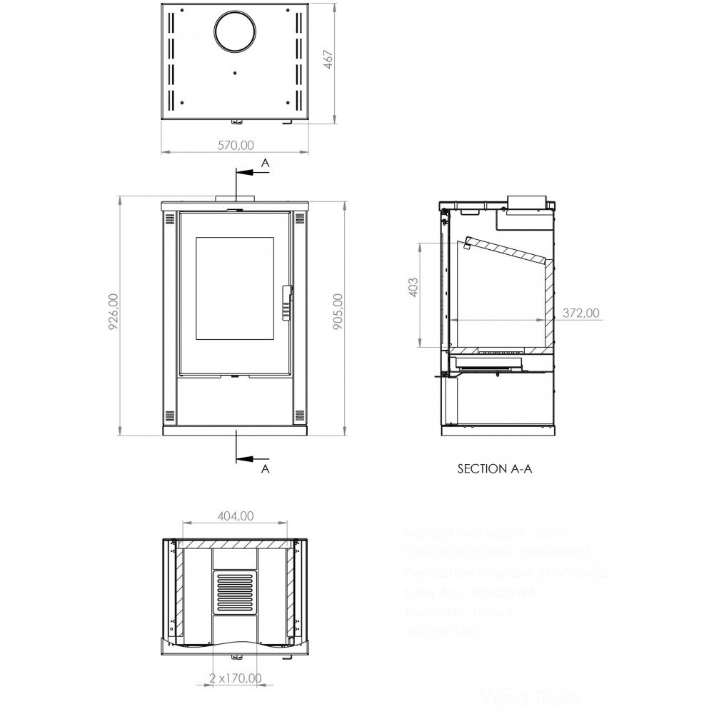 Houtkachel Verso Theia Ivoor 9 kW – Energieklasse A+ – Image 6