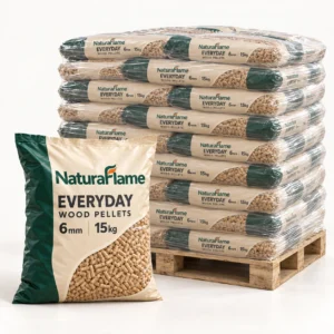 NaturaFlame Everyday Houtpellets 6 mm – 750 kg – 50 zakken van 15 kg