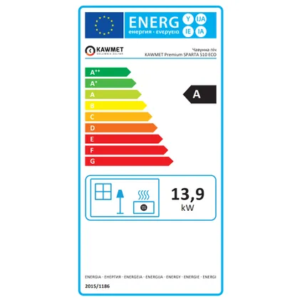 KAWMET Premium Sparta S10 ECO Houtkachel – 13,9 kW – Gietijzer – Zwart – Image 3